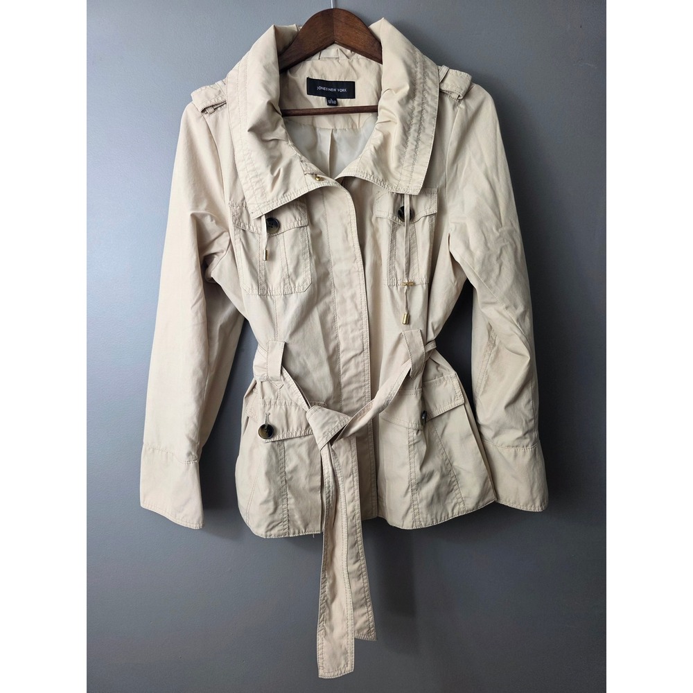 Jones New York Tan Beige Belted Utility Field Jacket Large J12734-BT